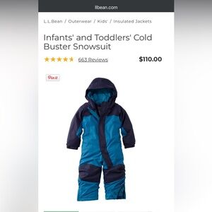 LL Bean Two-Tone Teal & Navy Snow Suit